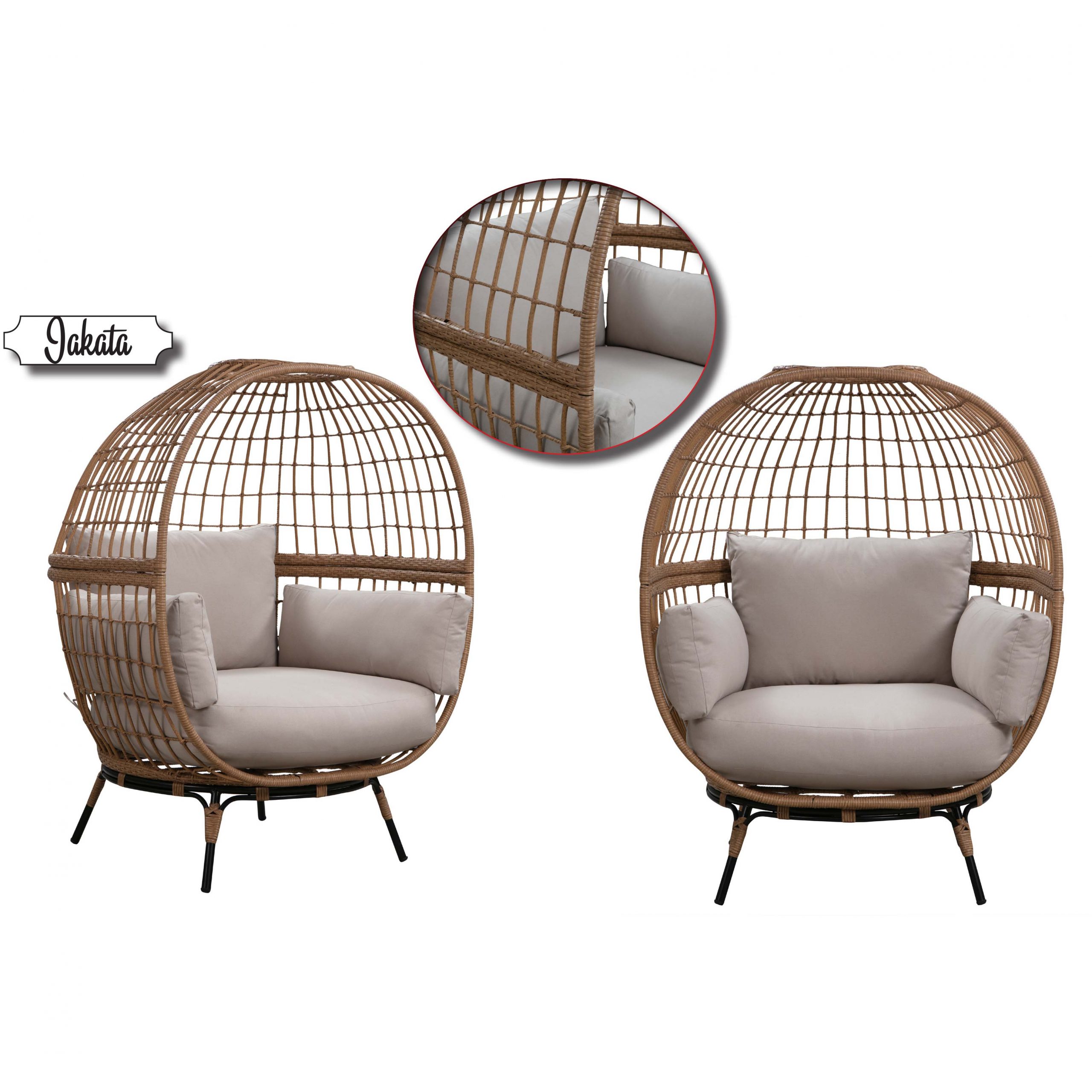 PE Wicker Egg Chair, Patio joy Oversized Indoor Outdoor Patio Lounge Chair with Cushions and Pillows, Steel Frame Basket Chair for Garden, Deck, Balcony, Living Room