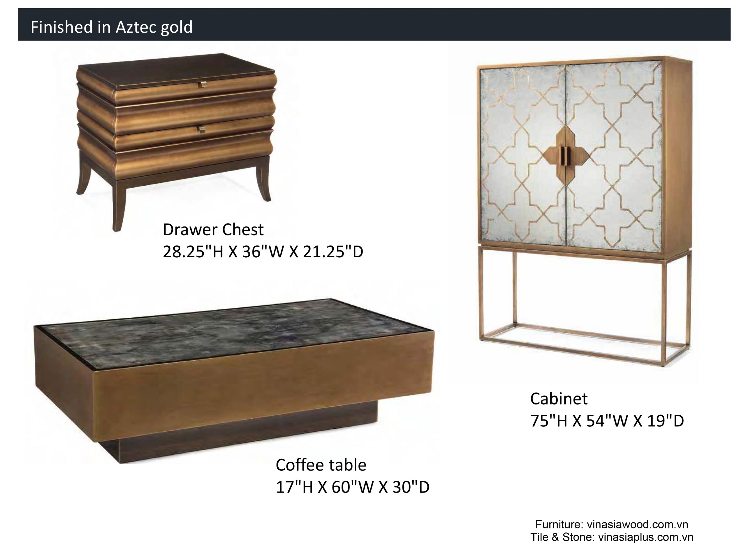 Aztec Gold - Antique styles furniture Vinasia Wood 